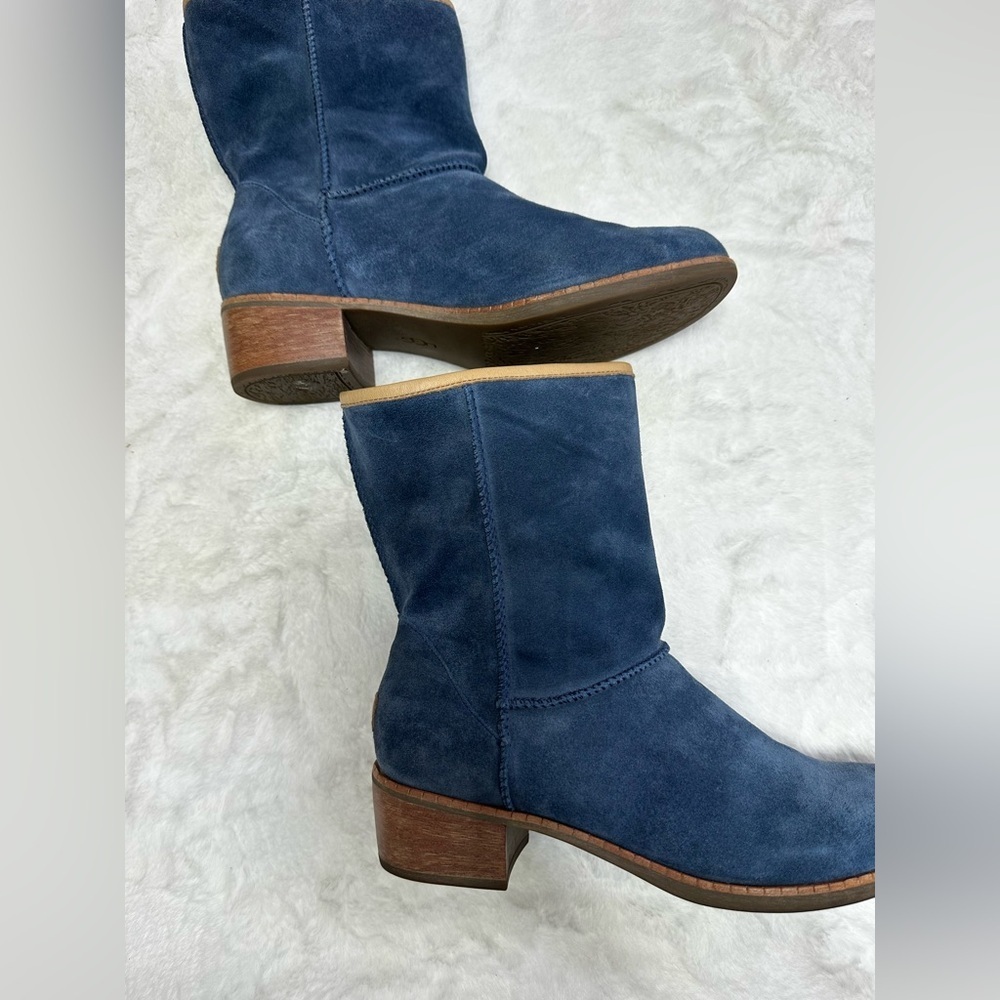 UGG Navy Suede Heeled Boots - Picture 11 of 15
